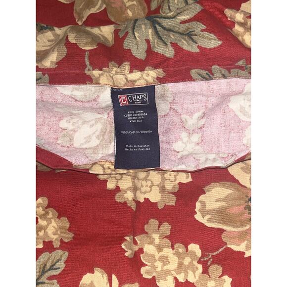 Ralph Lauren Chaps King Comforter & Shams Red ELIZABETH Floral Floral Gold - Picture 11 of 13